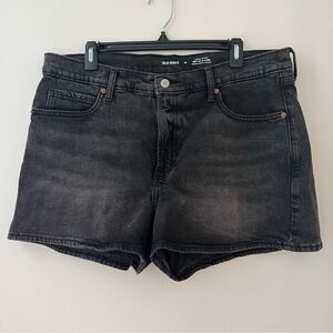 Old Navy High Rise Sky High A Line Black Wash Zip Fly Denim Shorts Sz 16